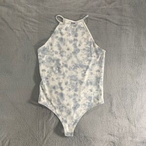 Edition Express Women Blue Tie Dye Halter Neck Bodysuit M